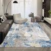 Simple Light Luxury Thickened Crystal Velvet Carpet, Living Room Bedroom Coffee Table Floor Mat, Blue Abstract Ink Carpet