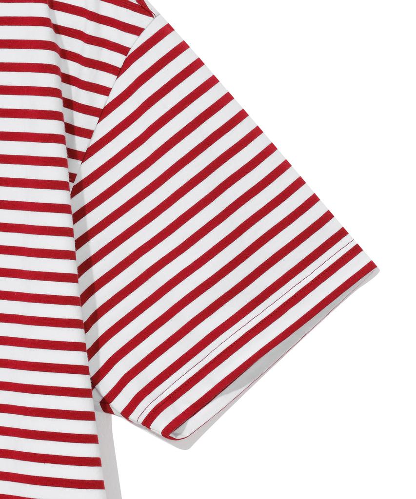 BEENTRILL Oval Wappen Striped T-Shirt (Red)