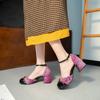 Женские сандалии туфли на низком каблуке с ремешком 2024 женские Мэри Джейн для девочек низкий каблук блочный новый комфорт клоги ретро весна