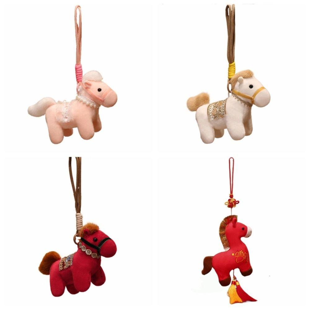 Creative Plush Horse Doll Pendant Mascot Doll Pony Key Ring New Year Horse Hanging New Year Decor