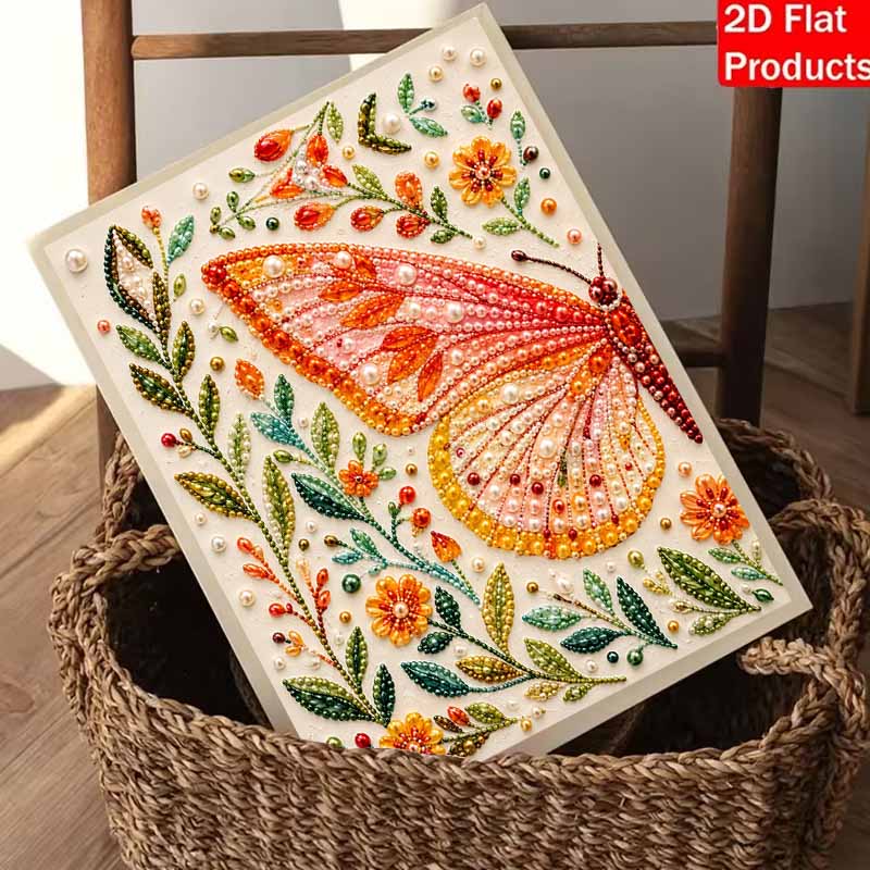 DIY Butterfly and Flower Pearl Diamond Painting Kit. suitable for beginners. home wall decoration. handmade gift.