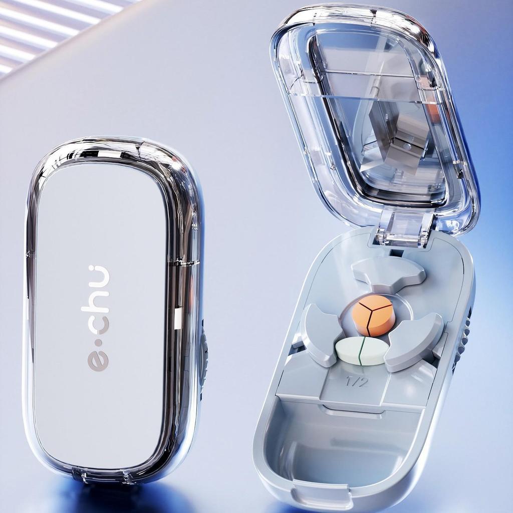 Pill Cutter & Divider: Precise 1/4 & 1/2 Cutting, Portable Pill Box