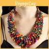 Creative Colored Wooden Bead Woven Necklace Neck Accessories For Gift Holiday