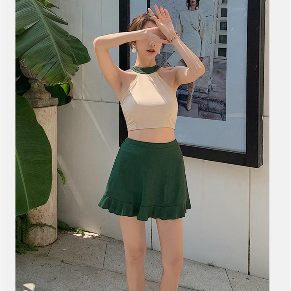 2024 Новый корейский купальник из двух частей, юбка-майка, сексуальный женский купальник с высокой талией, женский купальник, монокини, юбка для плавания