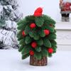 Настольная мини-елка Маленькая искусственная сосна с деревянной подставкой и красными шарами для домашнего декора в помещении, для кухни, столовой