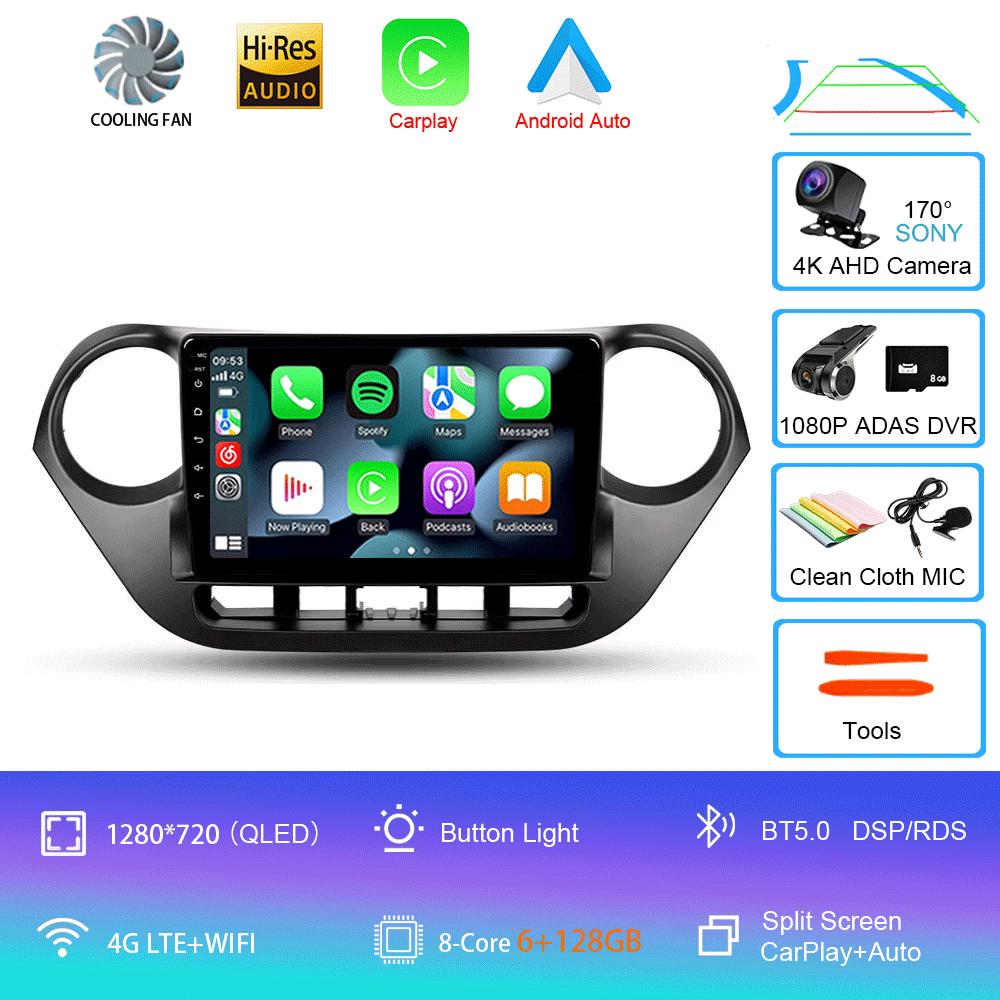 Автомобильный радиоприемник Android 14 Carplay Auto Multimedia Player для Hyundai I10 2013 - 2018 Навигация Авторадио GPS Стерео 2din Головное устройство