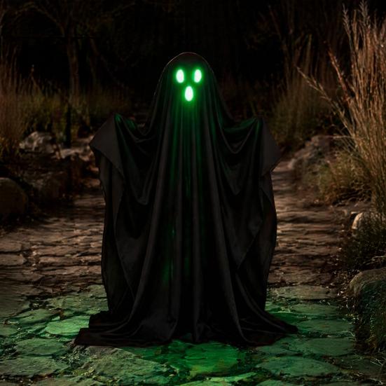 Lighted Hanging Ghost Halloween Light Up Decoration, Spooky with String Light, Figurine for Yard Standing Black Outdoor Garden Lawn Porch Decor Front