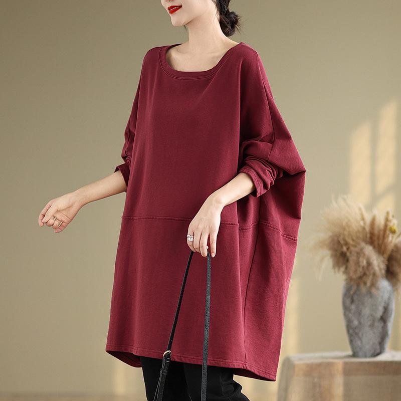 Dimanaf 2024 Пуловер Длинный Плюс Размер Осень Большая Футболка Женская Супер Длинный Рукав Свободная Белая Футболка Летучая Мышь