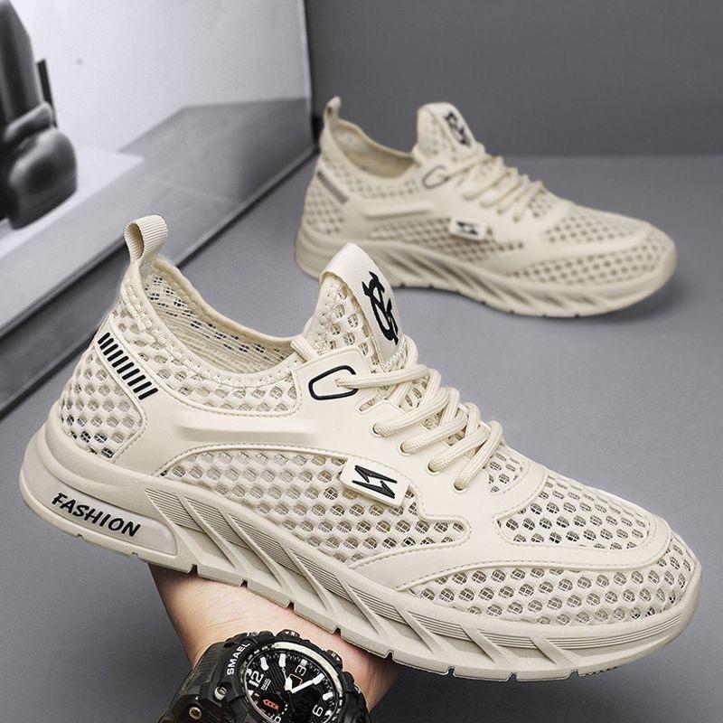 2024 Men's Mesh Sneakers Lightweight Running Shoes Summer Mesh Sneakers Breathable Thick Sole Comfort Trainers Chaussure Homme