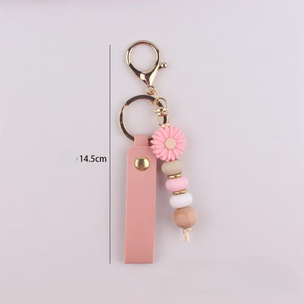 Colored Daisy Pendant Keychain Beads Bag Charms Ornaments New Mobile Phone Lanyard  Bag Decoration