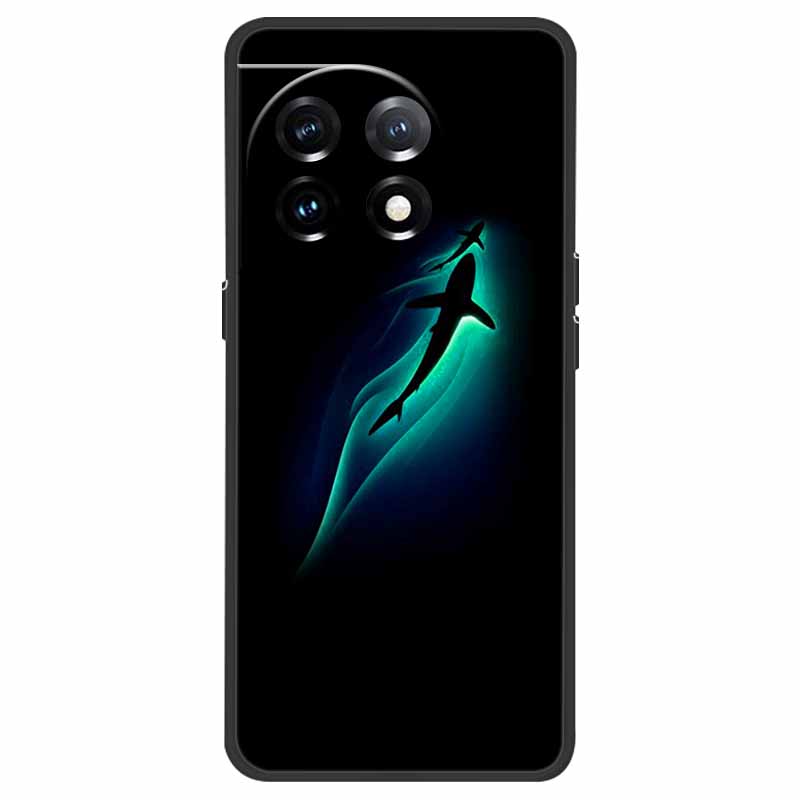 Чехол для OnePlus 11 5G One Plus 11R Цветок Мрамор Черный Бампер Мягкий ТПУ Силиконовый Чехол для OnePlus 11 / 11R 5G Чехлы для Телефонов Capas
