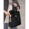 Men's Canvas Casual Minimalist Commuting Tote Bag - Large Capacity Single Shoulder Briefcase In Black/Khaki