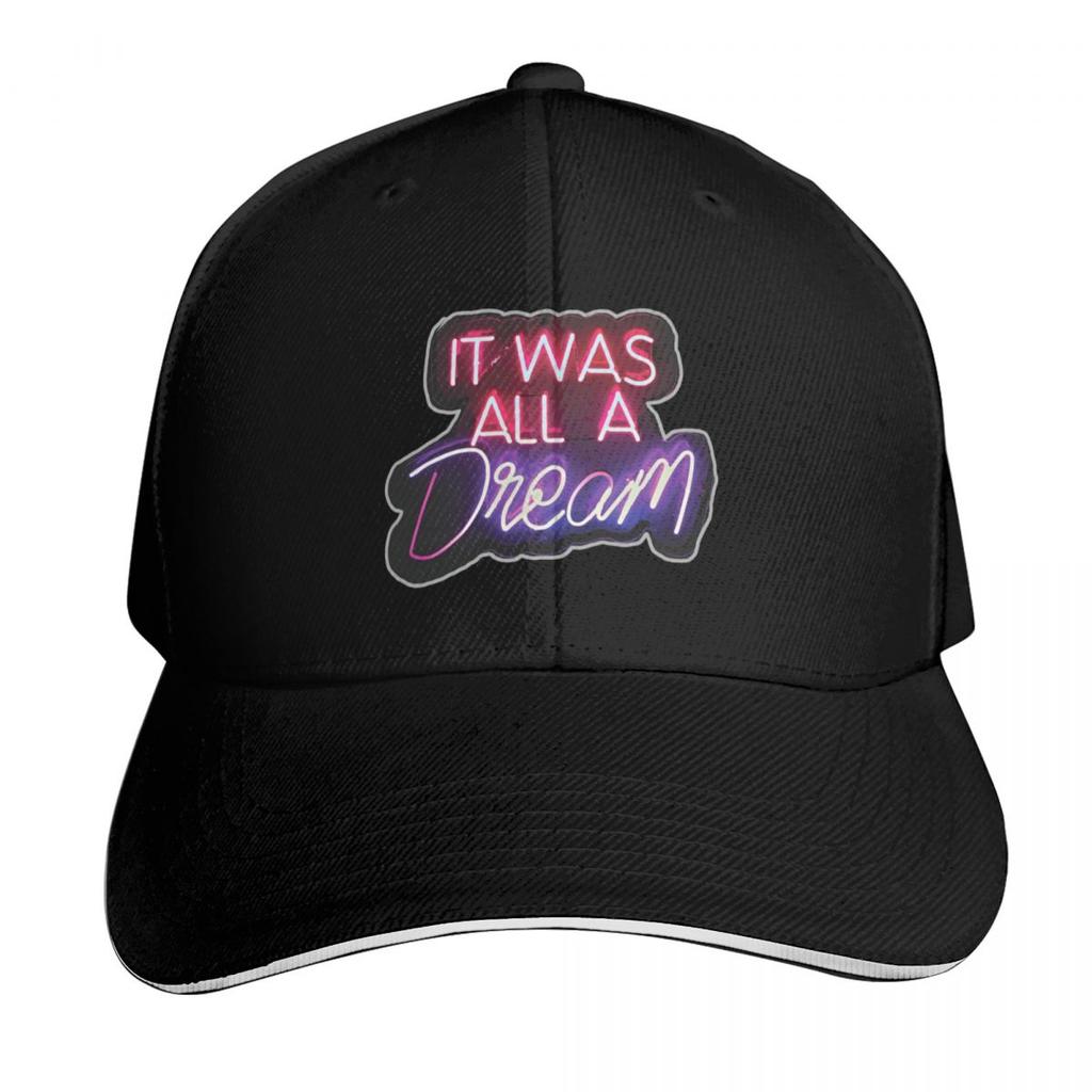 It was all a dream neon lights Baseball Cap Luxury Brand western Hat dad hat fishing caps Unisex Unisex Womens