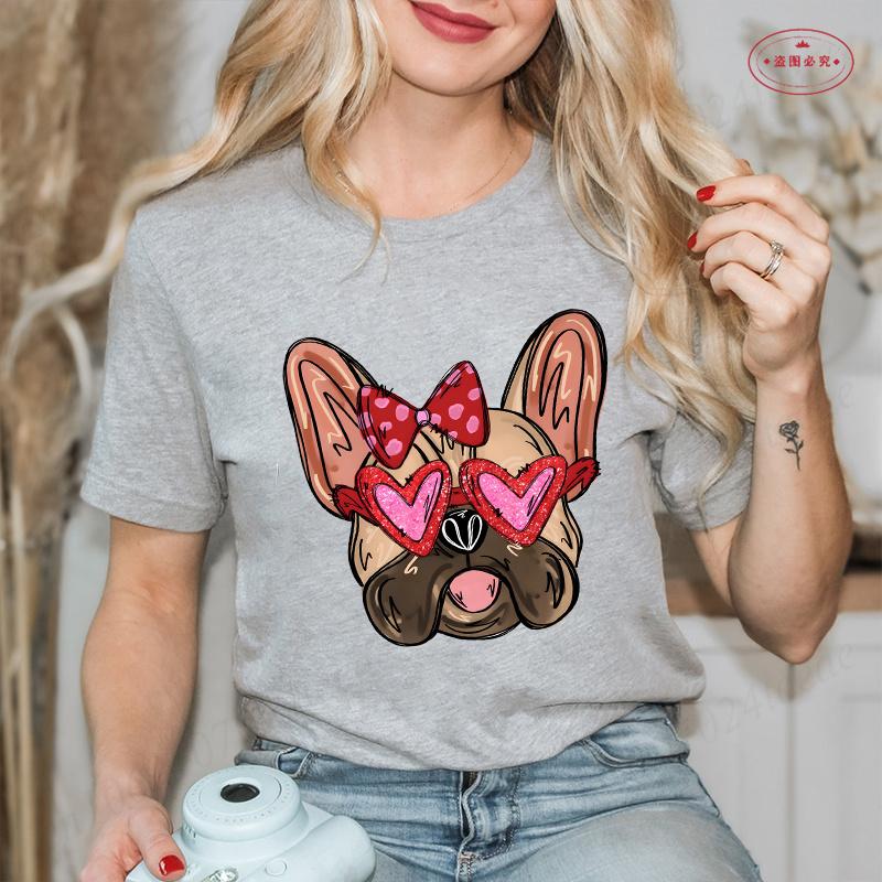 French Bulldog Woman T Shirt Fashion Dog Graphic Tops Summer Short Sleeve Tees Harajuku Streetwear Aesthetic Female Clothing