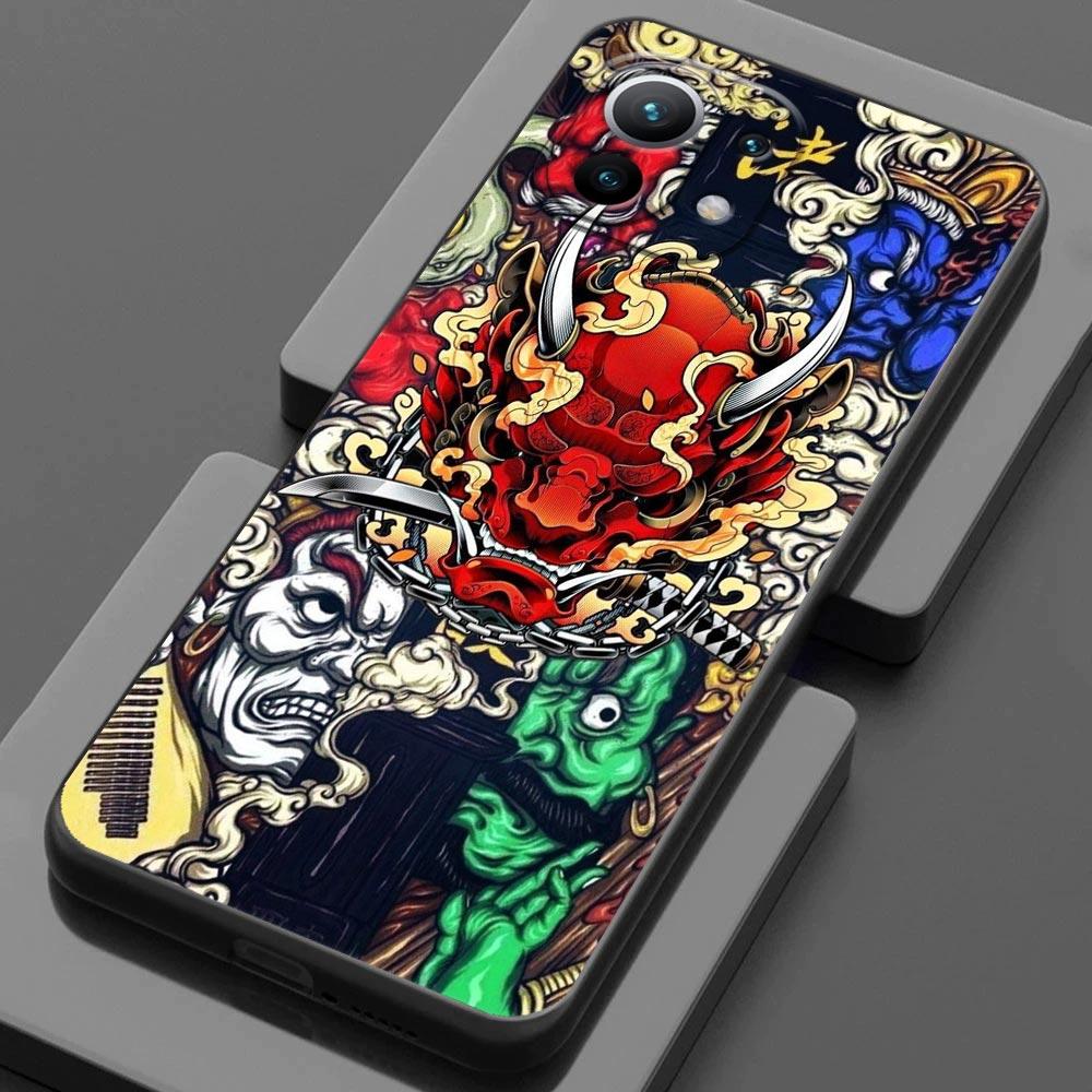 Чехол для телефона Xiaomi Mi 11 Lite 5G NE 11X 11T 12 Pro Poco F1 F3 X3 GT X4 NFC Pro, чехол самурайская маска Они, татуировка, дракон, искусство