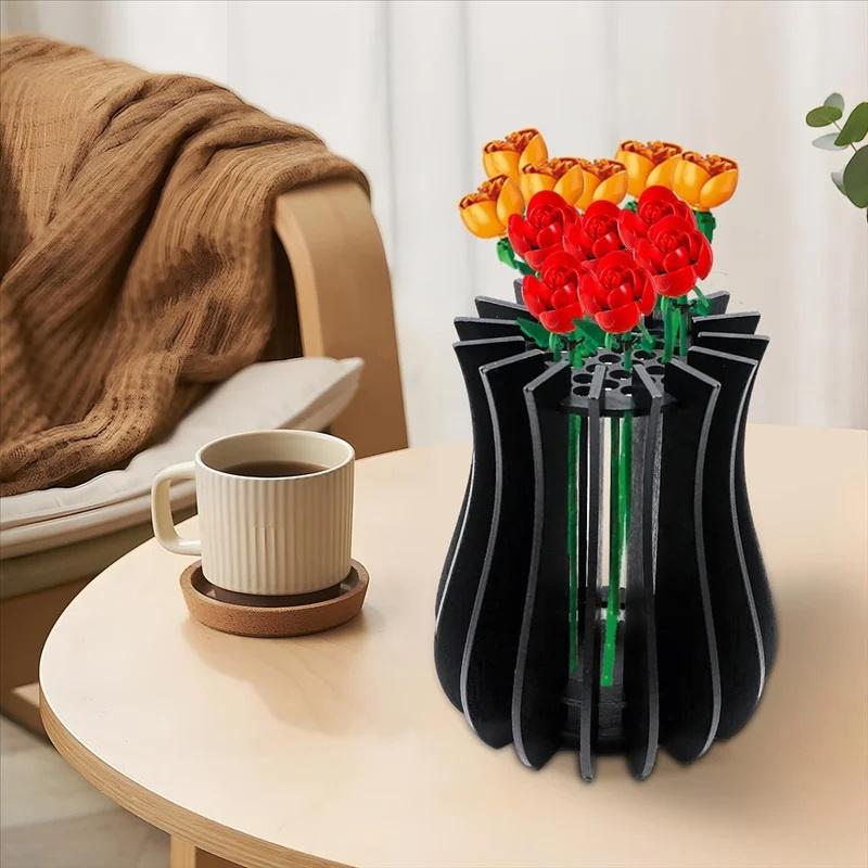 Деревянный набор ваз для роз/вишни/цветения/подсолнуха, для ботанической коллекции, стильная домашняя ваза, настольное украшение, подставка-пазл