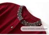 Autumn Winter Cashmere Beaded Round Neck Cardigan Sweater for Women - Warm, Loose Fit Outer Layer