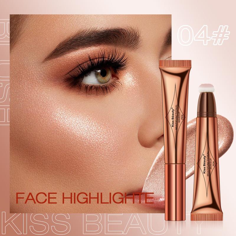 Многофункциональный макияж-ручка Kissbeauty Жидкие румяна Хайлайтер Жемчужная ручка для контуринга Мелкий глиттер Естественно осветляет лицо