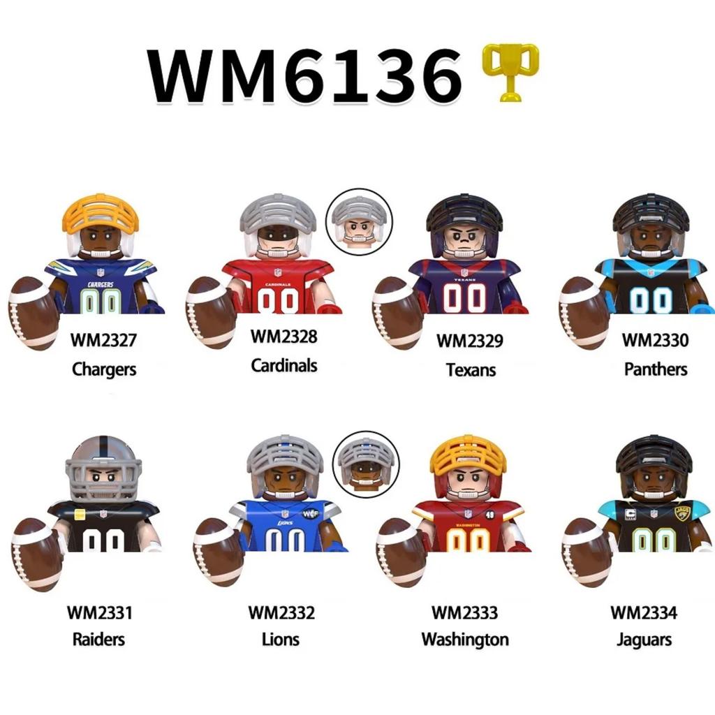 Usa Rugby Sport Player Set Buliding Blocks Chicago Bears Philadelphia Eagles England Patriots Mini Action Figure Bricks Toys