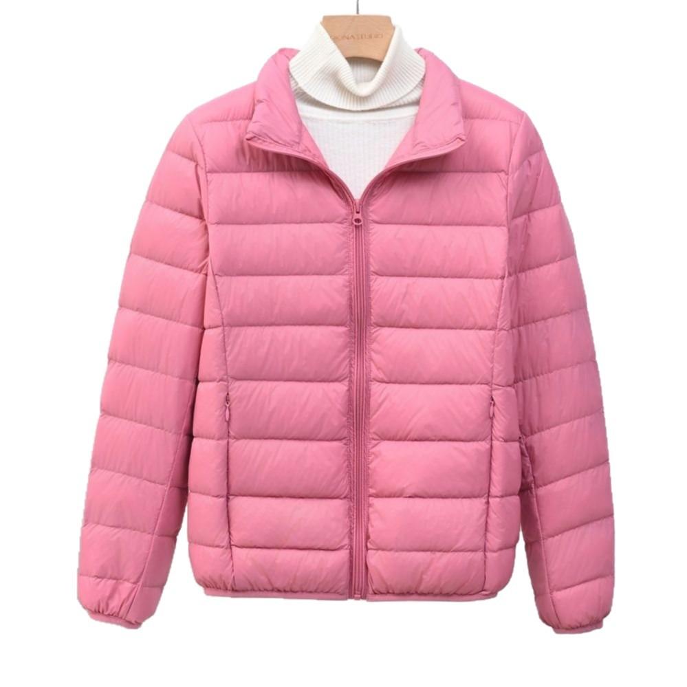 Down jacket women's European goods, light and fashionable hooded short, large size plus fat white duck down stand-up collar warm jacket