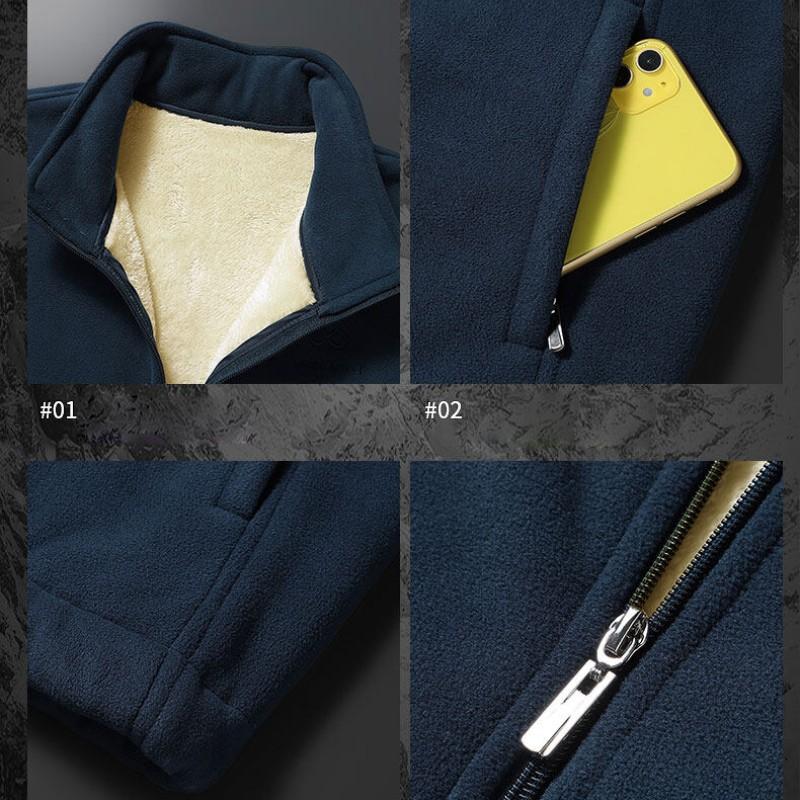 Зимняя повседневная новая теплая шерстяная утолщенная куртка на шерстяной подкладке, мужская флисовая куртка на молнии с воротником-стойкой