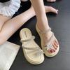 Fashion Summer Women Shoes 2025 New Fashion Comfortable Slip On Butterfly Platform Slippers Outdoor Flat Clip Toe Beach Shoes