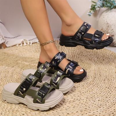 Женская обувь Летняя мода Плоская подошва Круглый носок Популярные Полые Отпуск Повседневные Мягкие Сандалии Сексуальные Шлепанцы Женский Банкет