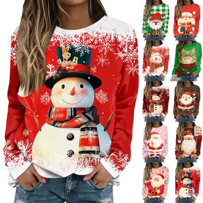 Женские топы Женский свитшот с длинным рукавом Повседневный с круглым вырезом Свободного кроя Пуловер Флисовые топы