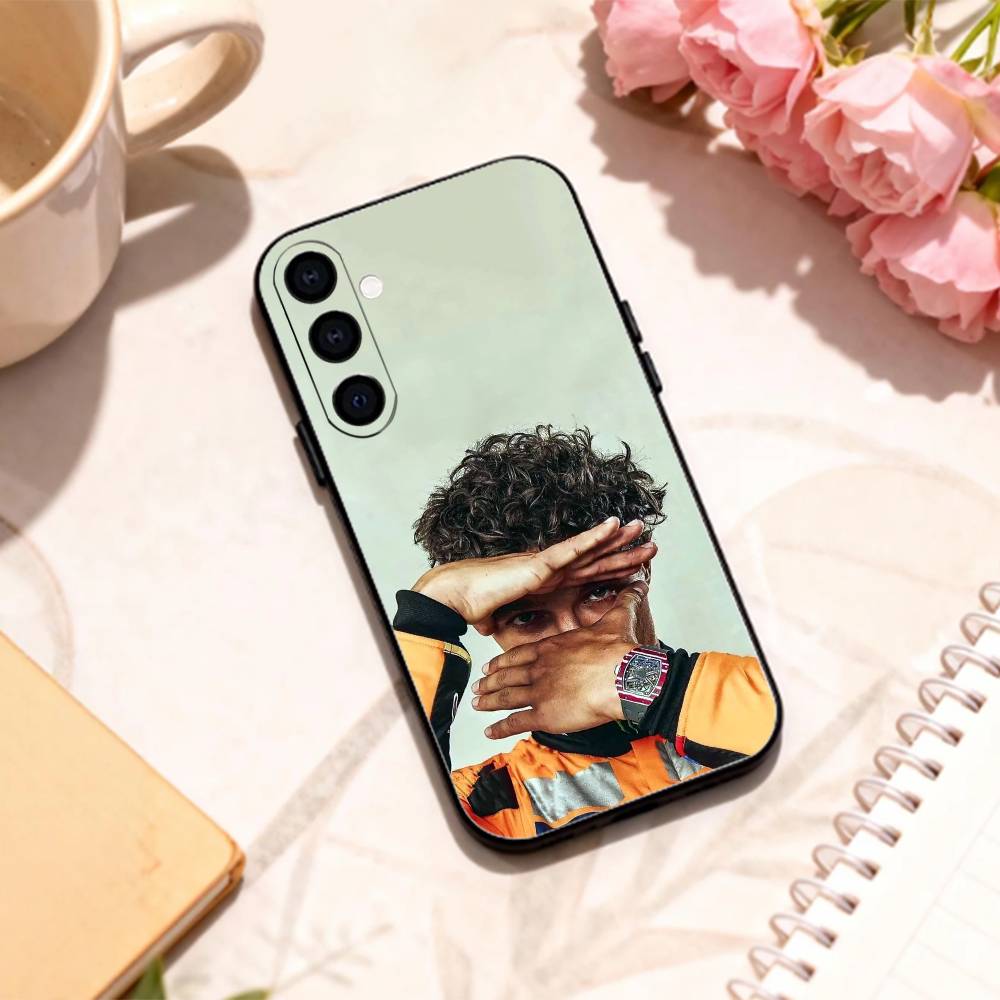 R-Race driver L-Lando Norris phone Case For Samsung Galaxy A73,A72,A71,A70,A53,A52,A51,Others Soft Black Shell