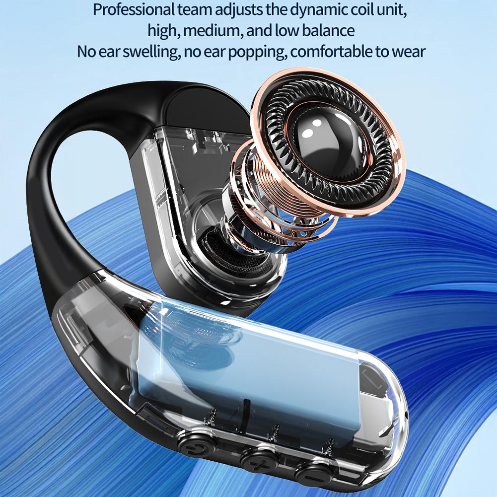 Rotatable Wireless Bluetooth Headphones With Digital Display Open-Ear Business Bone Conduction Clip-On Headphones