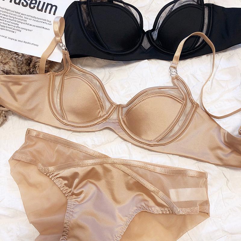 1 комплект/женский комплект нижнего белья, сексуальный кружевной бюстгальтер пуш-ап, французский тонкий бюстгальтер с тонкой чашкой, удобный летний сетчатый дышащий комплект нижнего белья без косточек