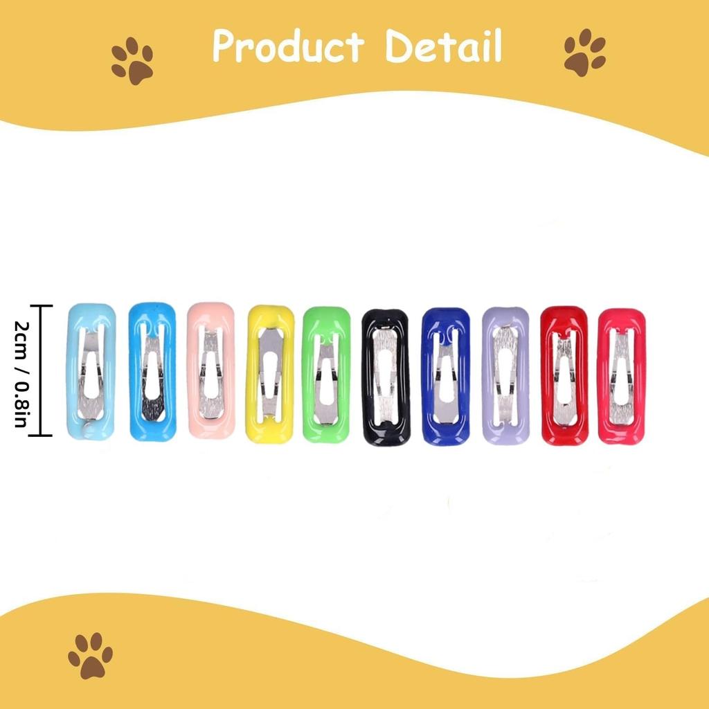 AYNEFY Small Pet Hair Clips,50Pcs Small Pet Hair Barrettes Small Pet Grooming Colored Hairpin Metal Snap Hair Clips for Bunny Chinchilla Guinea Pig