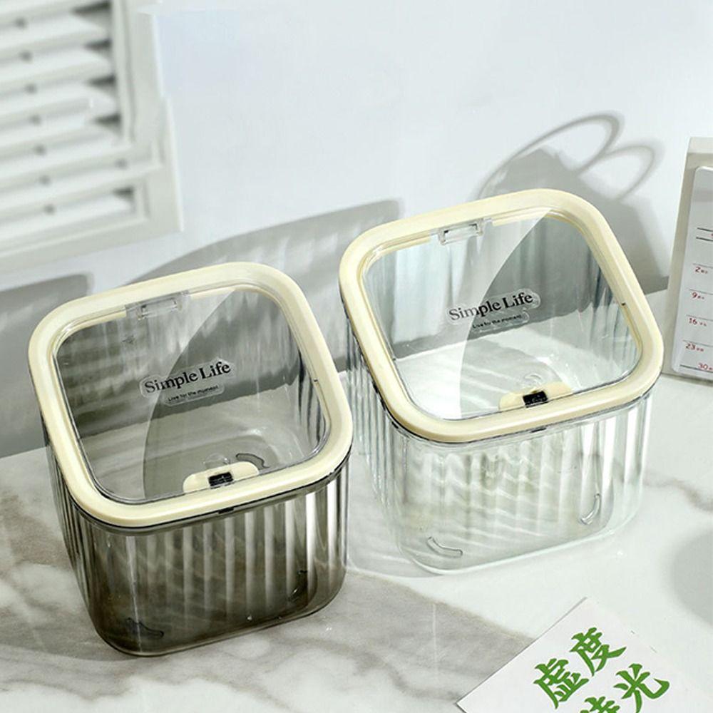 With Lid Mini Trash Can Dust Proof Desktop Storage Box New Transparent Storage Box  Workstation