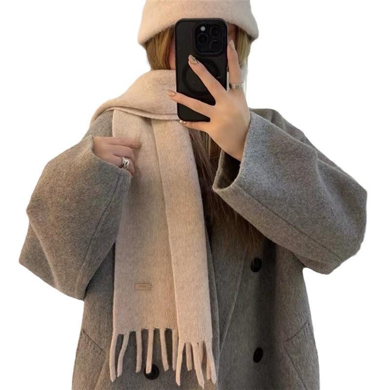 New Winter High end October Siege All Match Solid Color Wool Scarf for Women Thickened Warm Long Scarf