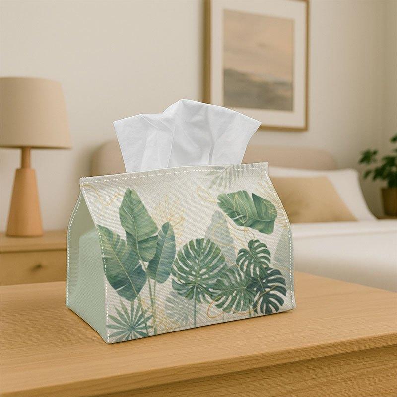 1pc Contemporary Botanical Tissue Box Holder- Tropical Leaf Pattern Design, Party Tissue Box, Versatile for Kitchen& Dining, Coffee Table, And Dining