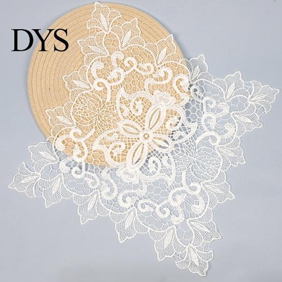 Decorative Table Covers for Weddings White Lace Doily, Elegant Retro Placemat, Embroidered Small Round Placemats Jewelry Trays Mat, Rectangular