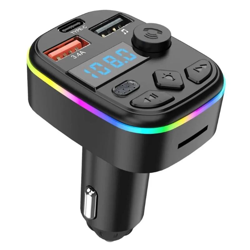 Автомобильное зарядное устройство для телефона, Bluetooth-плеер для громкой связи, Цветная быстрая зарядка для автомобиля, Многопортовый зарядный кабель, Зарядная головка