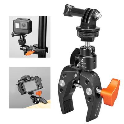 Concept MS26 Camera Super Clamp Mini с шаровой головкой и резьбовым отверстием, с холодным башмаком, совместимым с держателем телефона K&F Mount, 1/4"-20 Flash/DSLR