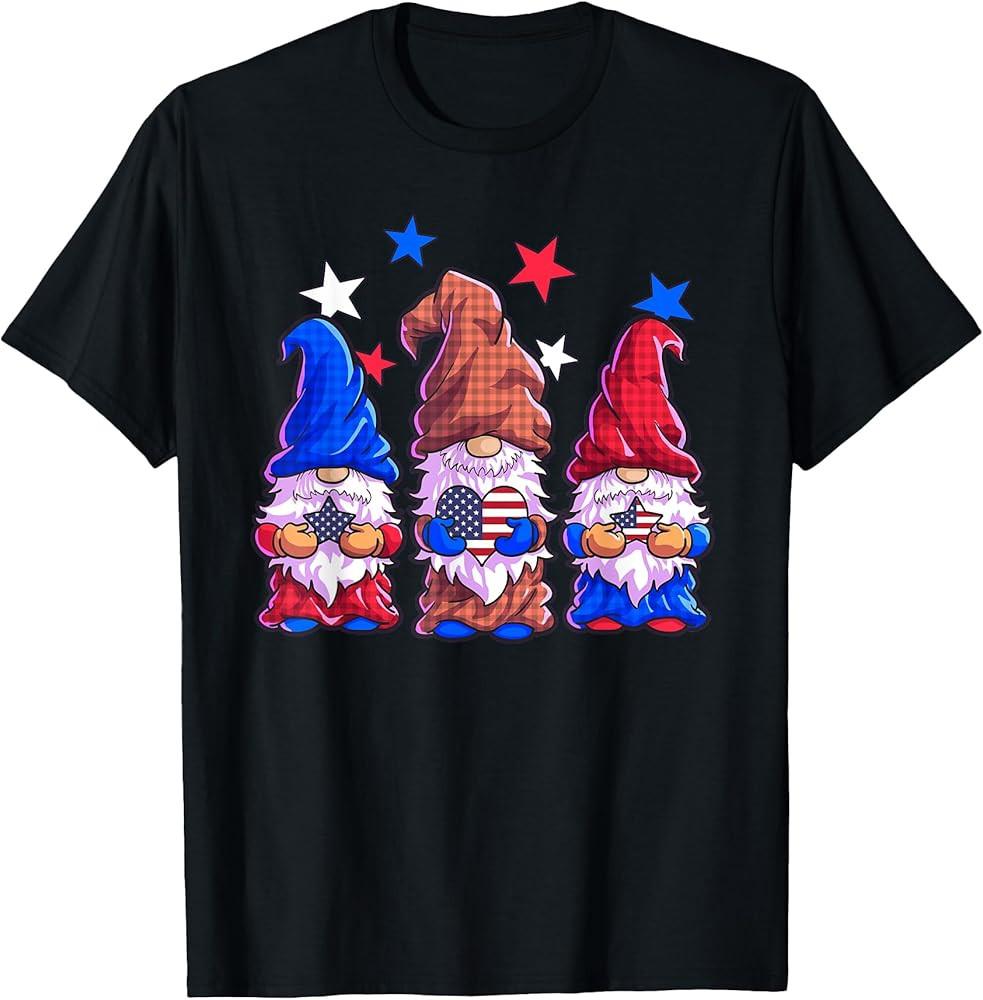 Patriotic Gnomes 4th Of July Shirt Women American Flag USA T-Shirt 8
