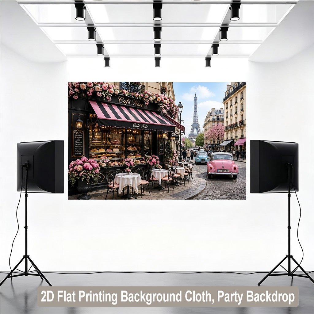2D plane 1 piece Paris café atmosphere background fabric suitable for room decoration