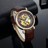 TIME100 Men's Mechanical Watch, Waterproof Skeleton Wristwatch, Easy-to-Read Analog Display, Stylish for Business, Yellow