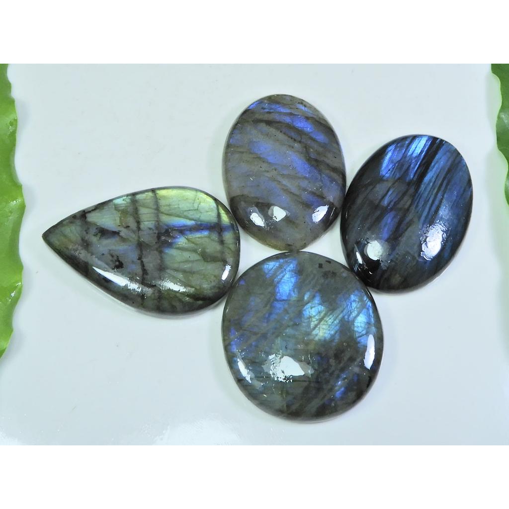 35X35-30X45MM Natural Multi Labradorite Mix Cabochon Loose Gemstone 4Pcs Lot LL-957