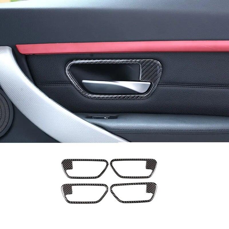 Настоящее углеродное волокно, внутренняя дверная ручка, наклейка на чашу, накладка для BMW 3 4 серии F30 F32 2013-2018