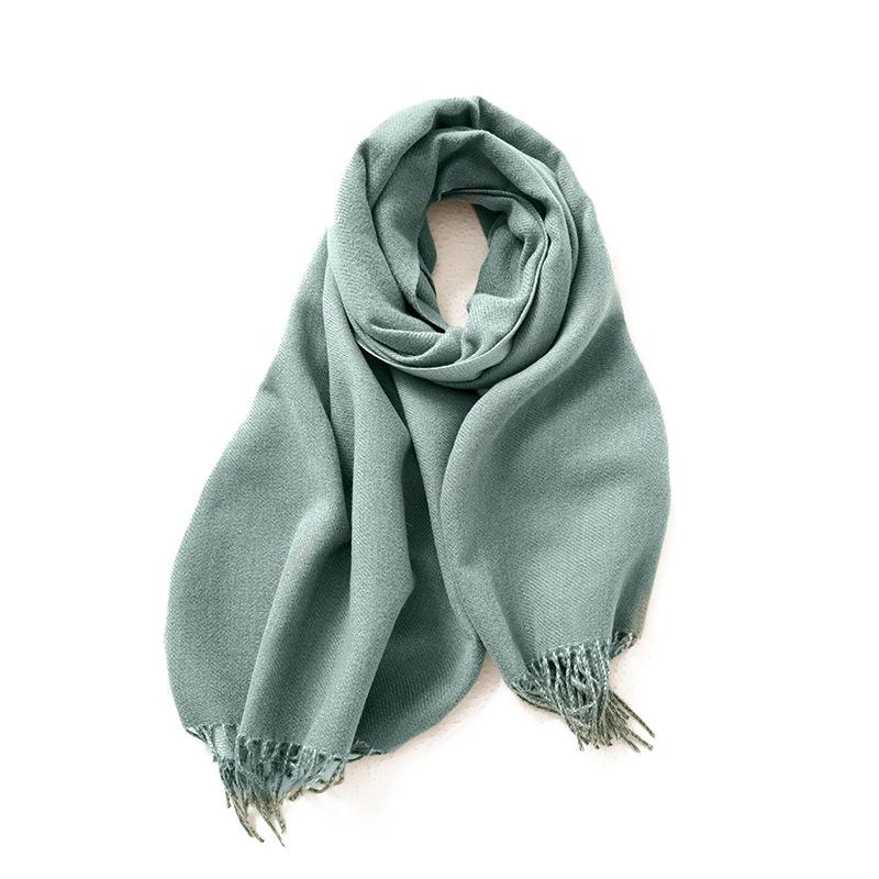 Double-Sided Solid Color Macaron Scarf For Women, Imitation Cashmere Tassel To Keep Warm In Winter