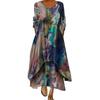 Layered Boho Dresses for Women Summer Floral Irregular Hem Maxi Dress Long Sleeve V-Neck Flowy Plus Size A-Line Dress