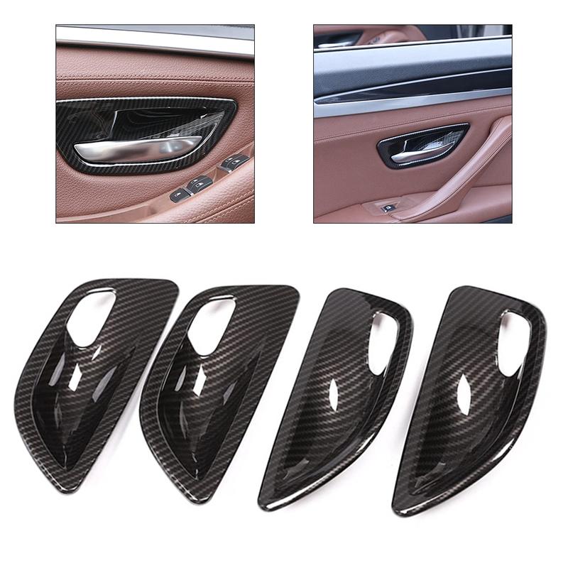 For BMW F10 520 Car Door Handle Bowl Cover Carbon Fiber Door Handle Trim Car Interior Enhancement Carbon Wire Pattern Color