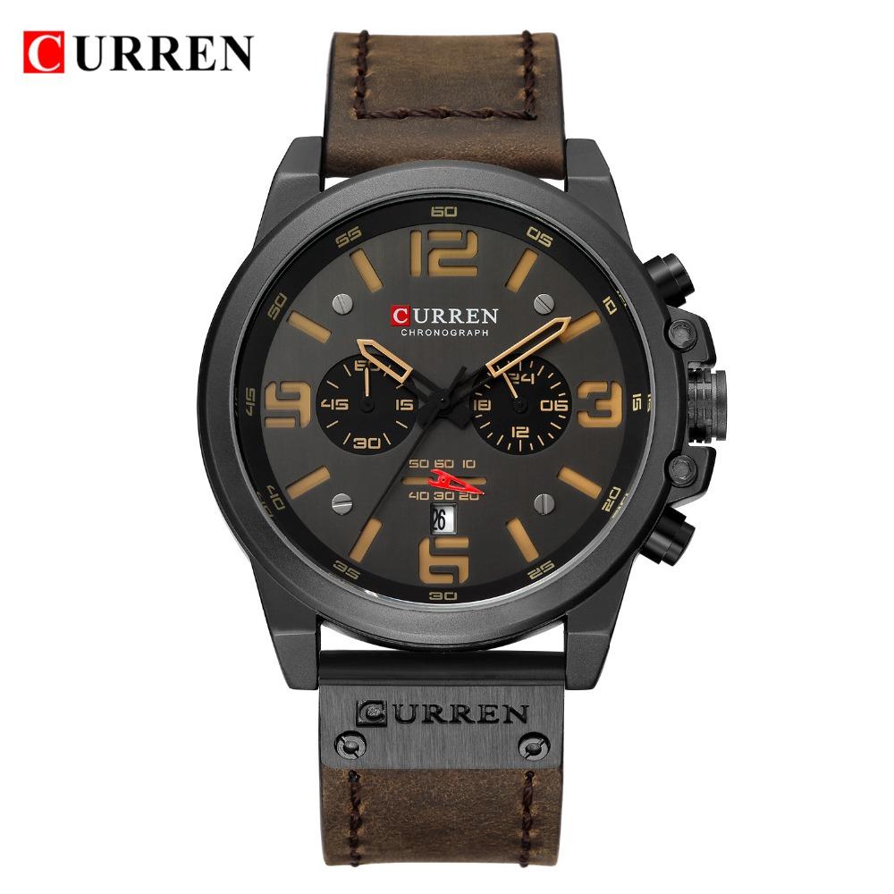 CURREN Новые мужские часы CURREN, лучший бренд класса люкс, мужские кварцевые наручные часы, мужские кожаные часы в стиле милитари, спортивные часы с датой, Relogio Masculino