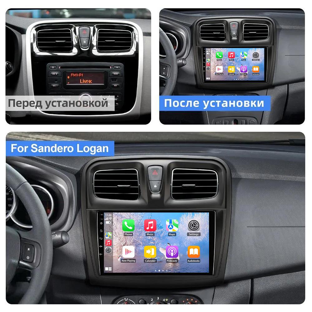 Автомобильный радиоприемник, мультимедийный видеоплеер для Renault Logan 2 Sandero 2 2014 -2019 Symbol Android 13 2 Din Auto Carplay Gps Dvd