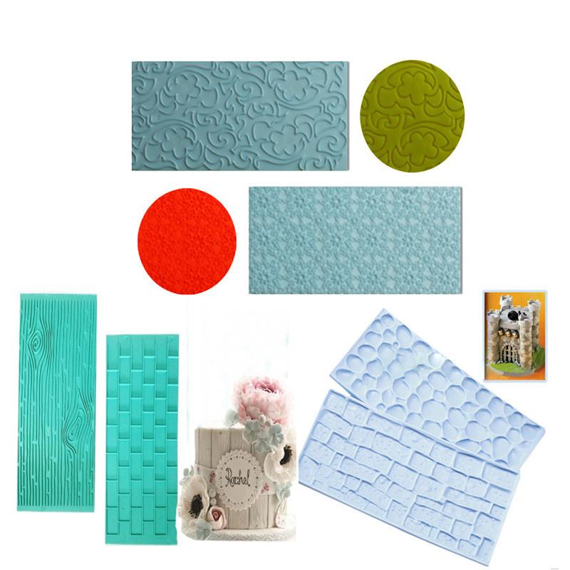 2 шт./компл. кора стены торт форма рельефная помадка кирпич дерево зерно форма для выпечки резак DIY форма для выпечки кондитерских изделий инструменты для украшения торта
