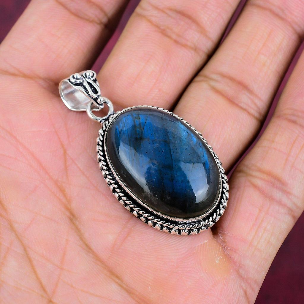 Ювелирные изделия из лабрадорита, кулон из стерлингового серебра 925 пробы с драгоценными камнями, потрясающий кулон ручной работы, подарок для нее
